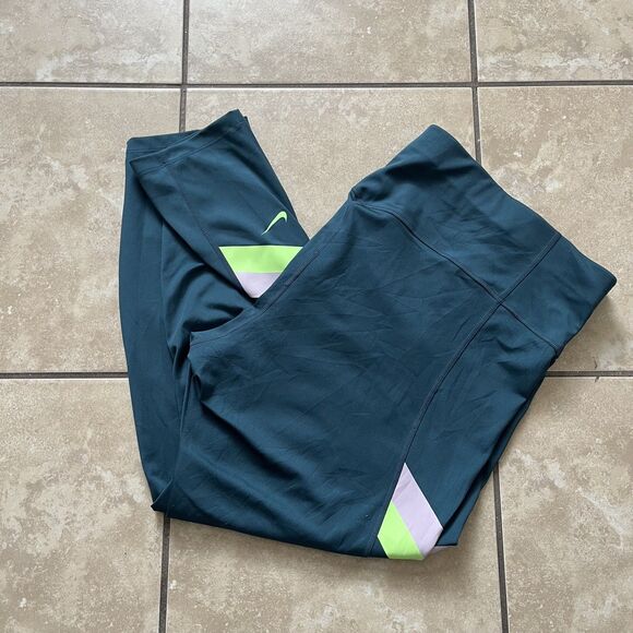 Nike One Dri-Fit High Waisted 7/8 Green Abyss Leggings Plus size 3x - Picture 1 of 7
